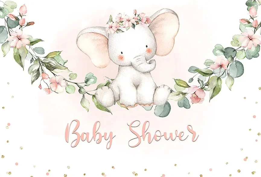 Cute Elephant Background Cloth Baby Shower Gender Revealing Party Decoration Newborn Portrait Photography Background Props