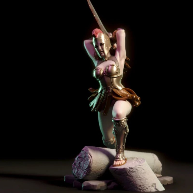 Figura de resina a escala 1/24, Kit de modelo de guerrera griega, escultura sin pintar, juguetes DIY