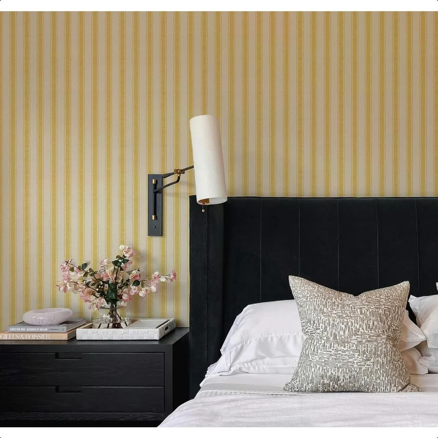 

Нейтральные бежевые полосатые обои из ткани, холст, временные обои для акцентной стены, ванной комнаты, спальни, гостиной Ye