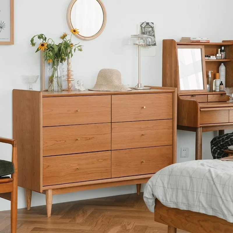 

Шкаф с шестью ведрами из массива дерева, мебель для спальни в японском стиле, средневековый шкаф для хранения, деревянный шкаф, ло из скандинавского вишневого дерева