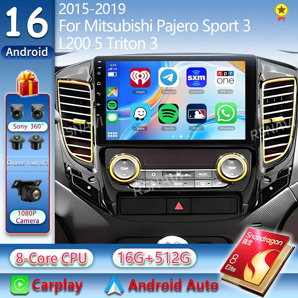 Android 16 Carplay For Mitsubishi Pajero Sport 3 L200 5 Triton 3 2015 2016 2017 2018 2019 Car Radio Multimedia Video Player GPS