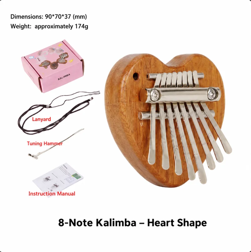 8 Keys Mini Kalimba Wooden Thumb Piano with Lanyard Finger Piano Musical Instrument Portable Compact & Exquisite with Pure Tone