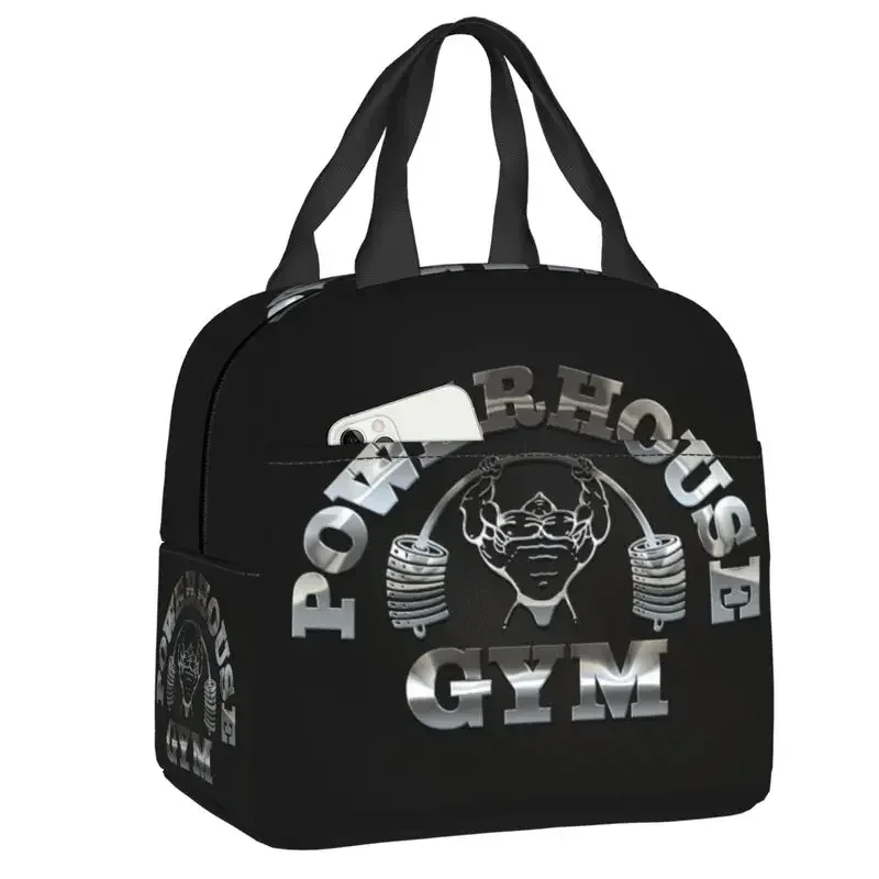 Powerhouse Gym Thermal Insulated Lunch Bags Women Fitness Bodybuilding Portable Tote for Work School Travel Food Bento Box