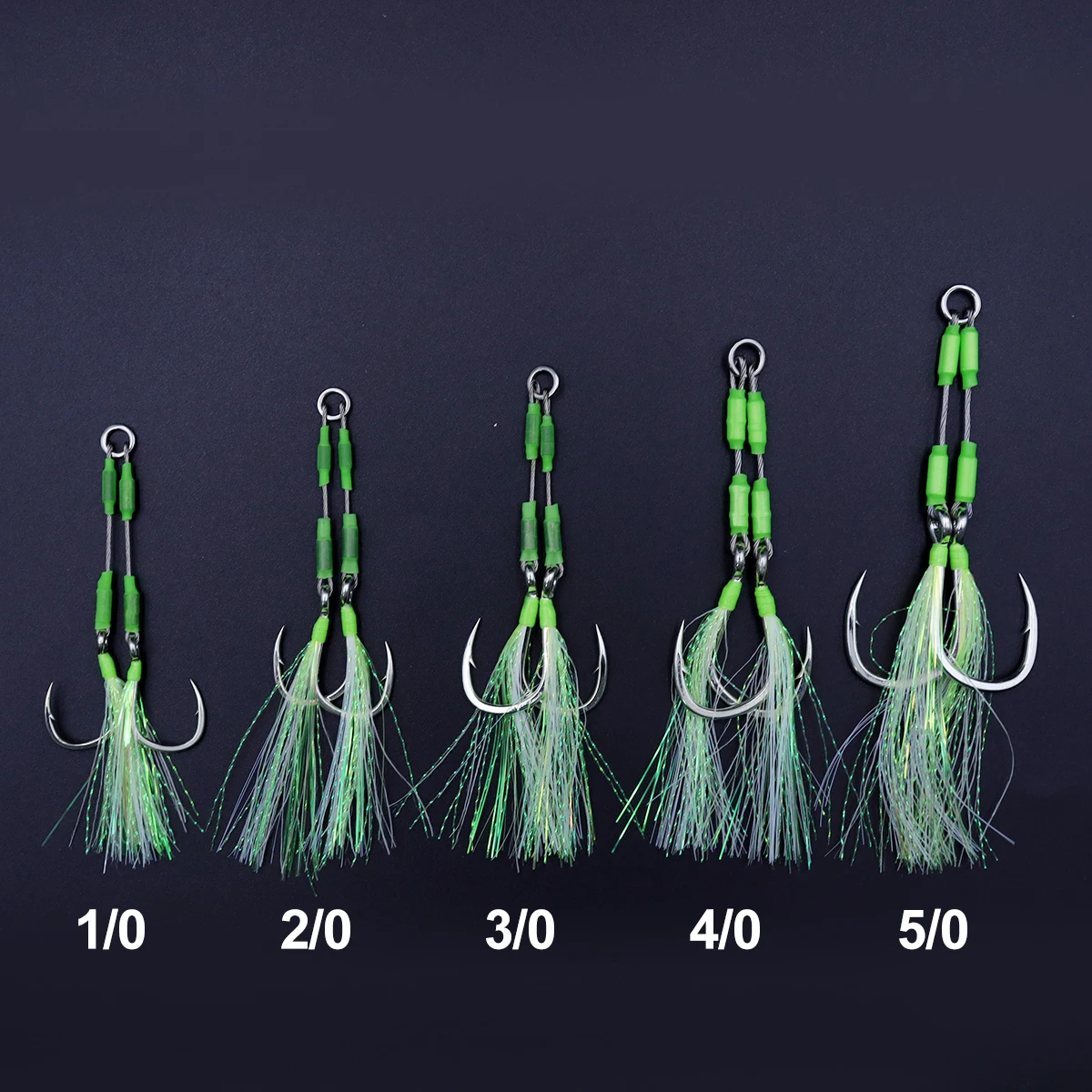 ZYZHE 1/3/5pcs Jig Assist Hook High Strength Bkk8062 Hook Steel Line Luminous Tube Feather Jigging Fishhook Boat Fishing Hooks