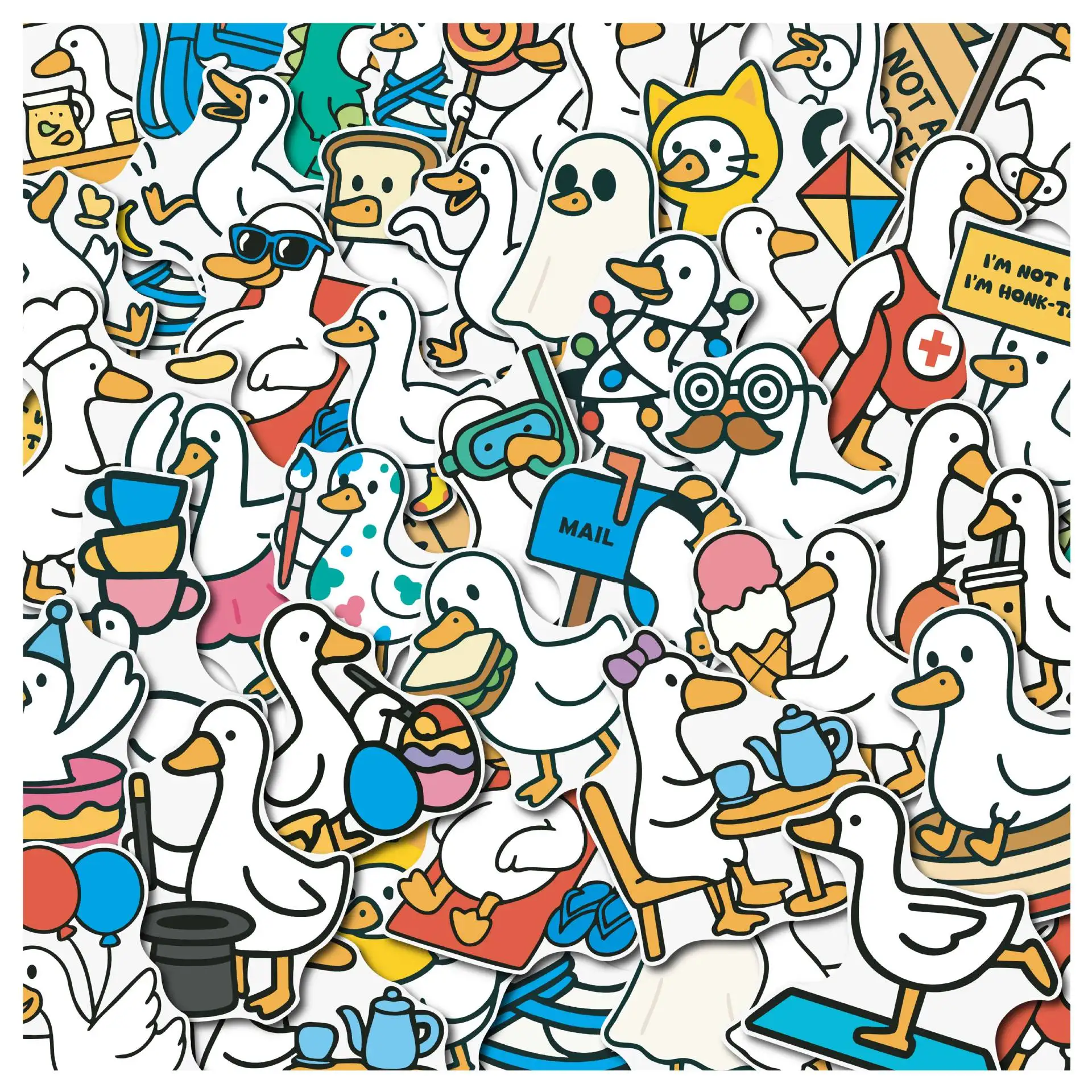 50 قطعة لطيف وسخيف أوزة الكتابة على الجدران ملصقات مضحك الحيوان الكرتون صائق DIY بها بنفسك الأمتعة الهاتف الغيتار الثلاجة كوب سكيت ألعاب أطفال