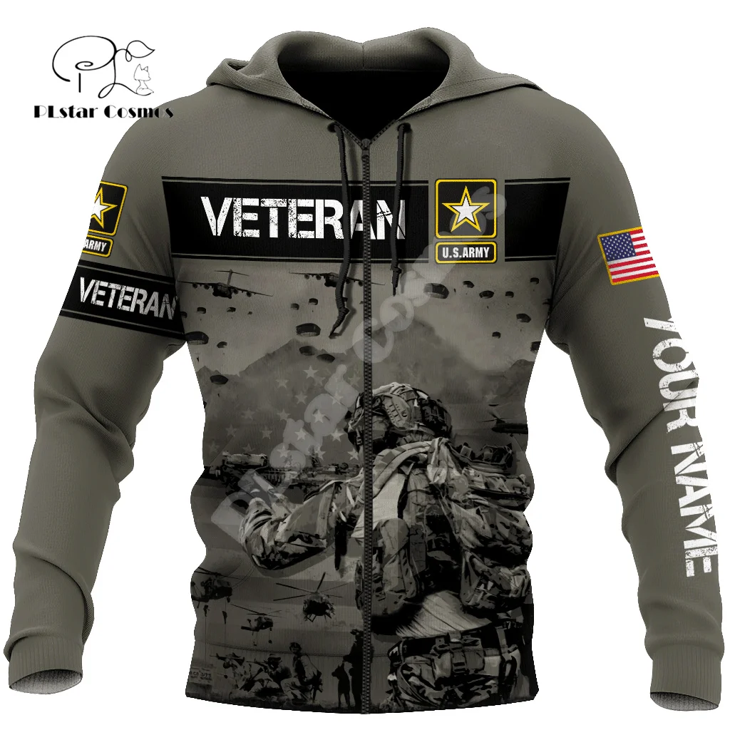 Custom Name Army Military Veteran Soldier Camo Eagle Long Sleeves Tracksuit 3DPrint Pullover Streetwear Casual Jacket Hoodies 27