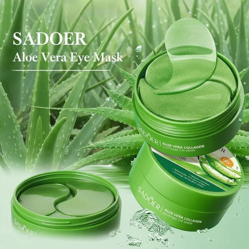SADOER 30Pairs/Box Aloe Vera Collagen Eye Mask Nti Dark Circles Eyes Bags Moisturizing Firming Eye Patches Eyes Skin Care Makeup