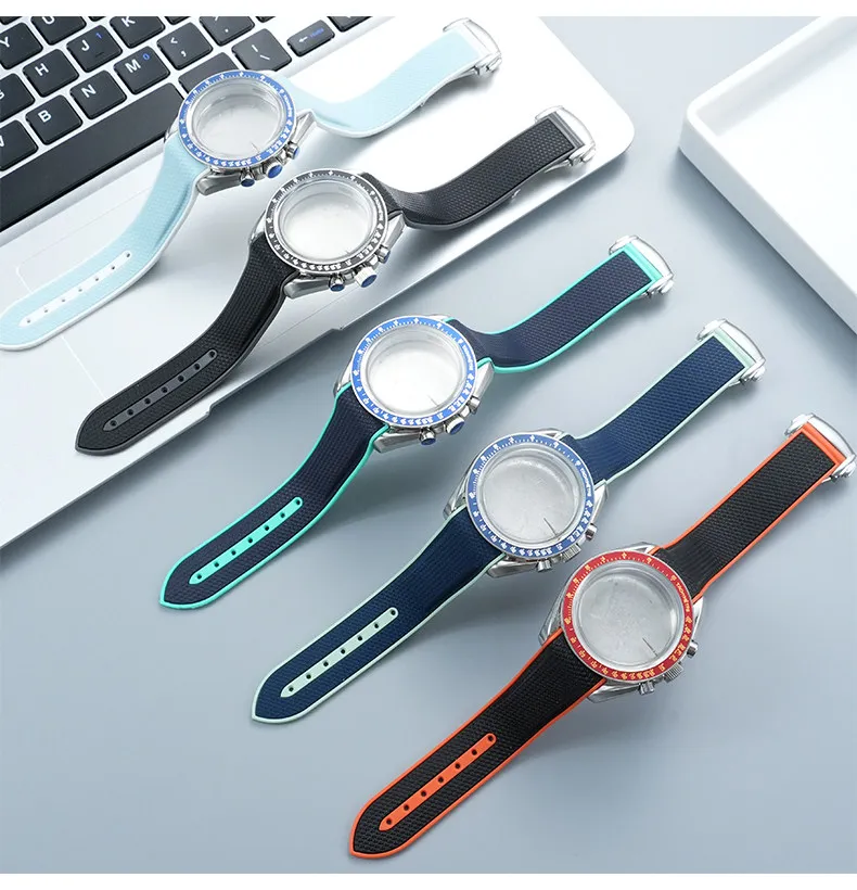 42mm Stainless Steel Moon Watch Case+Rubber Strap Mod Kit for Omega & Swatch MoonSwatch Metal Case Waterproof Bracelets parts