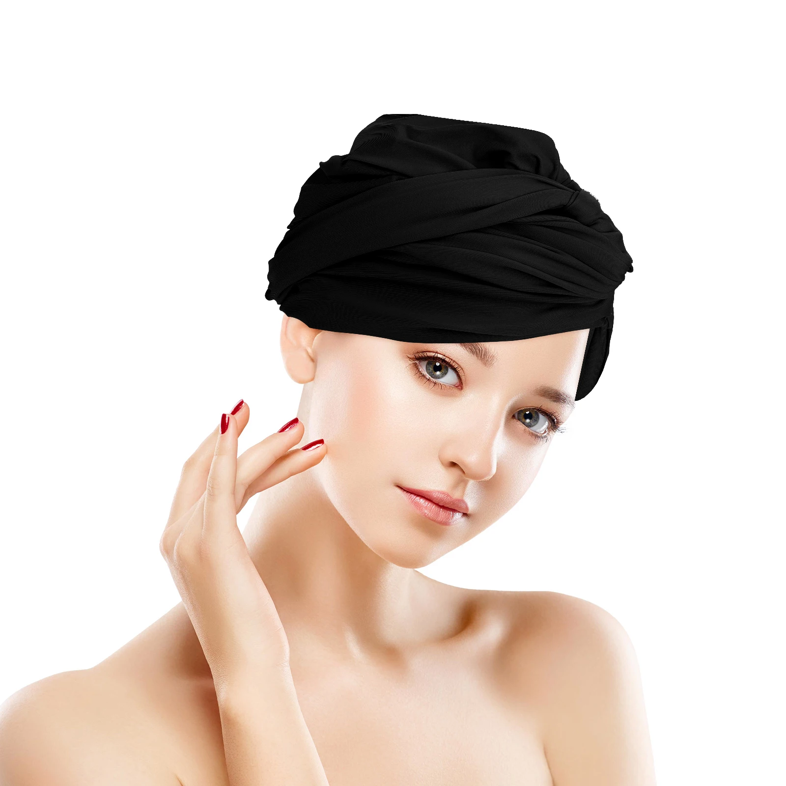 

Swimming Cap Extra Large Waterproof Reusable Shower Spa Silicone Swim Caps Women Long Hair Braids Black Female