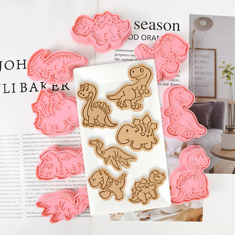 

Cartoon Dinosaur Cookie Mold Stainless Steel Dinosaurs Biscuit Cutter Mold Cookie Stamp for Dinosaur Birthday Party Baking Mold