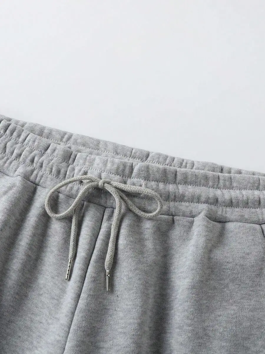 

Mens Casual Letter Print Thermal Lined Hoodie And Sweatpants Set Autumn Winter