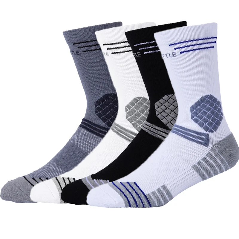 Professional Basketball Socks Men Outdoor Thick Cushion Breathable Cycling Hiking Compression Crew Sock with Mid-tube High-top