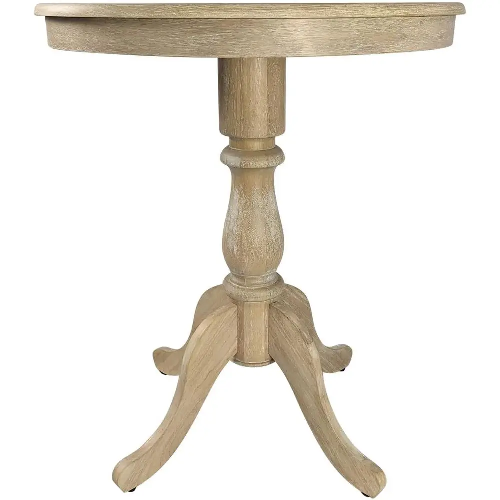 

Antique 30 Round Pedestal Table with Natural Wood Legs, 36 Height, Ideal for Breakfast Nook or Bar, Seats 2