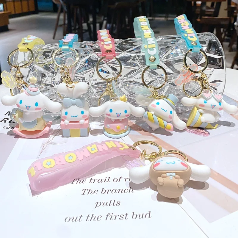 Anime Sanrio Keychain Kawaii Cinnamoroll Key Chain Cartoon Car Key Ring Women Bag Pendant Ornaments for Kid Gift