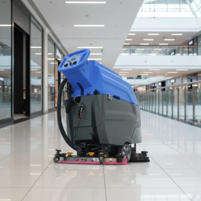

Electric Walk-Behind New Floor Scrubber With Large Water Tanks 55/65L 3300m/h Efficiency 820mm Squeegee Self-Propelled