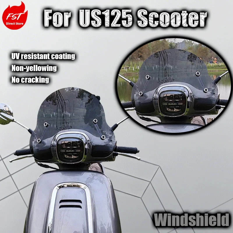 For US125 Scooter Front Windshield Glass Rain Shield Modification Parts Suitable for Scooter Windscreen Upgrade