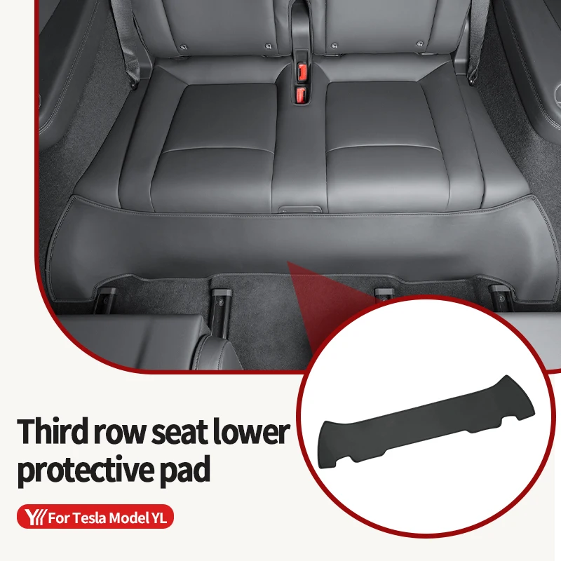 Third Row Seat Lower Anti-Kick Mat for Tesla Model Yl 6-Seater Leather Protective Cover for under Seat Area Interior Modification
