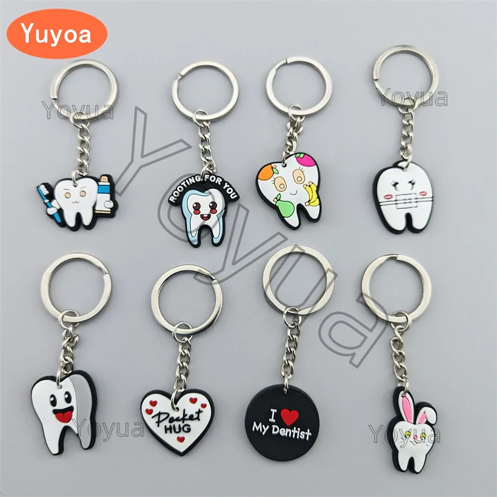 

100 шт., брелок в форме зубов, милый стоматологический подарок, креативный брелок для зубов, украшение для стоматолога, брелки, подарок для стоматологической клиники