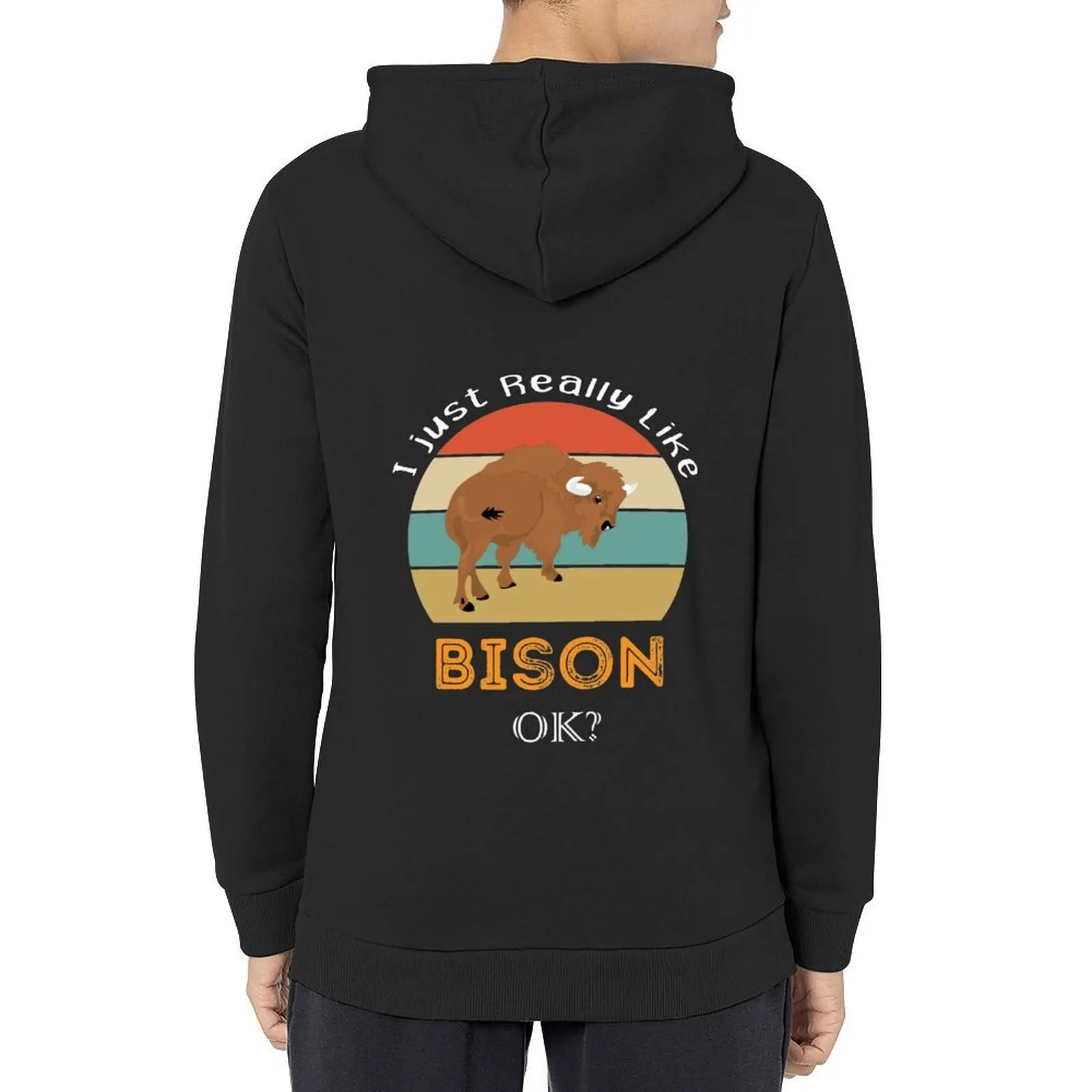 

I Just Really Like Bison Okay,Bison Lover Gift Hoodie japanese style autumn men's sweat-shirt set mens clothes mens hoodie