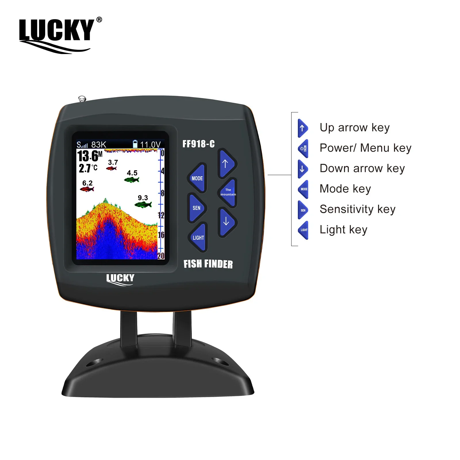 LUCKY Wireless Boat Fishing Large Color LED Screen 183m Remote Bait IP68 Waterproof Lithium Battery