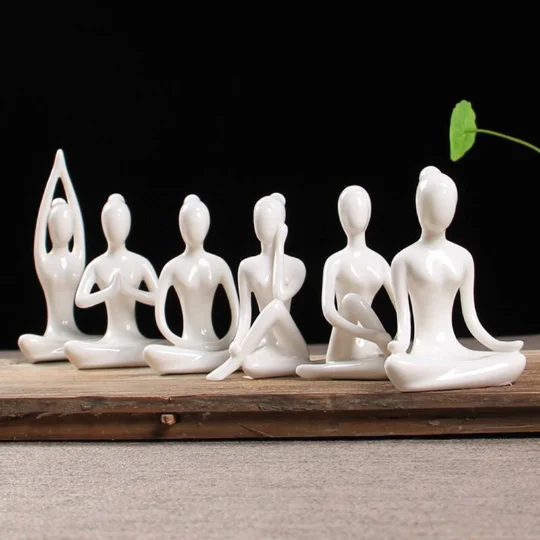 

LUWU Ceramic Yoga Figuer Trinket Whole Set for Yoga Studio Modern Simple Home Decoration