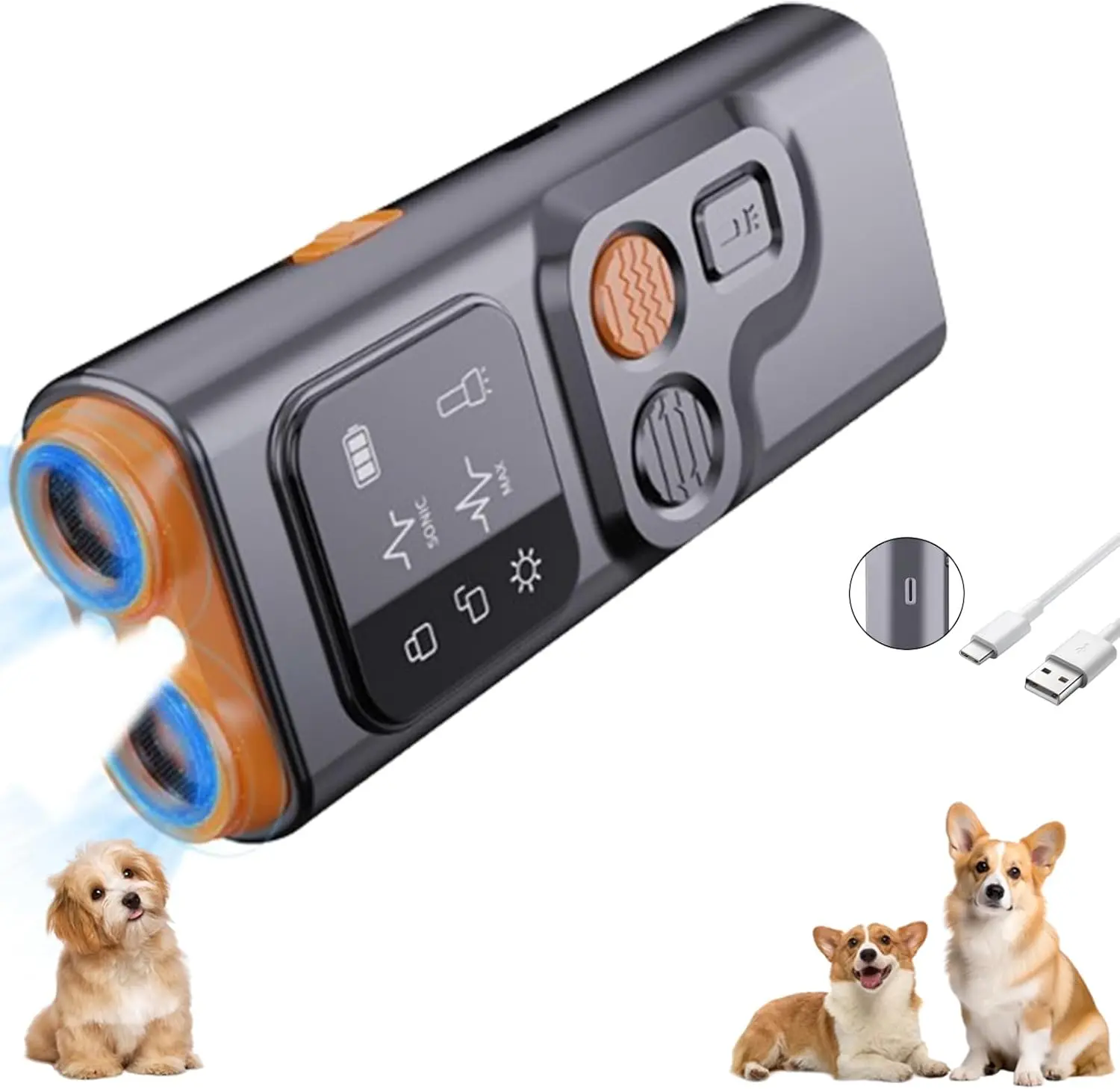 Handle Training Dog Good Behavior Ultrasonic Bark Deterrent 3 Ultrasonic Anti Dog Barking Repellent Device With LED Light