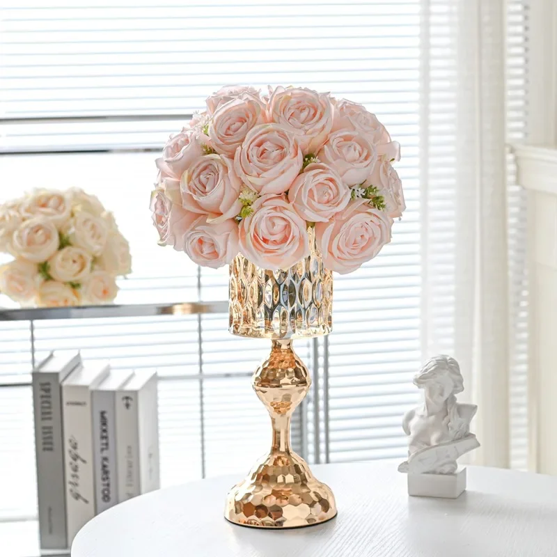 High-end rose simulated flower living room decoration floral ornament dining table decoration dried flower fake bouquet hotel de