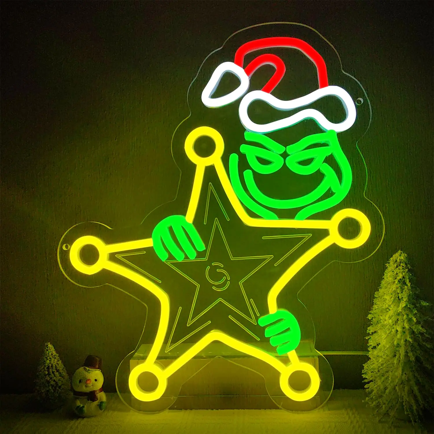 عيد الميلاد ستار النيون USB عكس الضوء مصباح ليد يصل تسجيل الكرتون ستار شارة جدار ديكور للحزب غرفة نوم الاطفال هدية غرفة المعيشة واي فاي #2