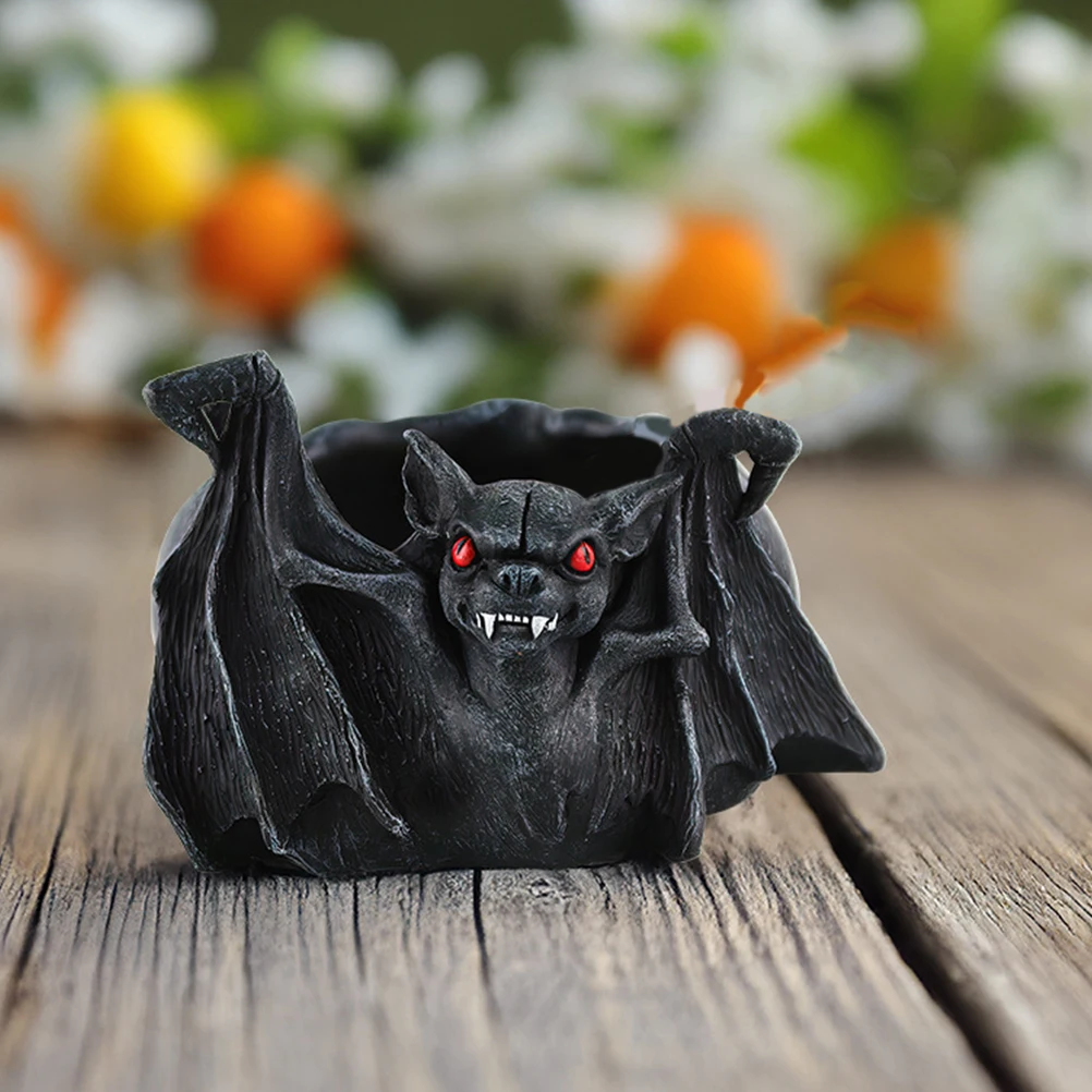 

Black Bat Ashtray Smoke Odor Proof Resin Material Halloween Decor Indoor Outdoor Use Compact Size Home Furnishing Anti Fly Ash