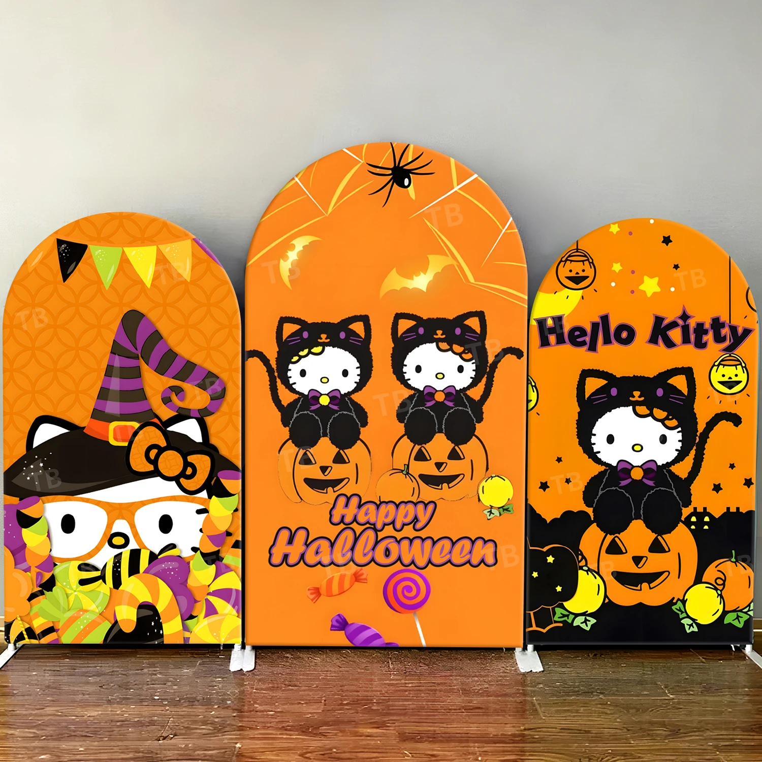 

TB Halloween Hello Kitty Theme Arch Backdrop Cover for Festival Party Birthday Decoration Photograph Background Elastic Fabric