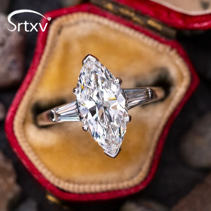 2CT 3EX D Color Marquise Moissanite Rings For Women 925 Sterling Silver Engagement Wedding Diamond Ring Fashion Jewelry Gift GRA