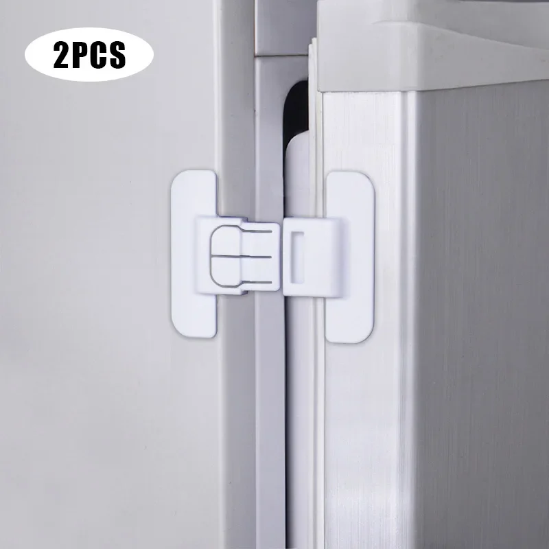 

2pcs refrigerator anti-opening security lock, no-punch self-adhesive security lock for refrigerators and water dispensers