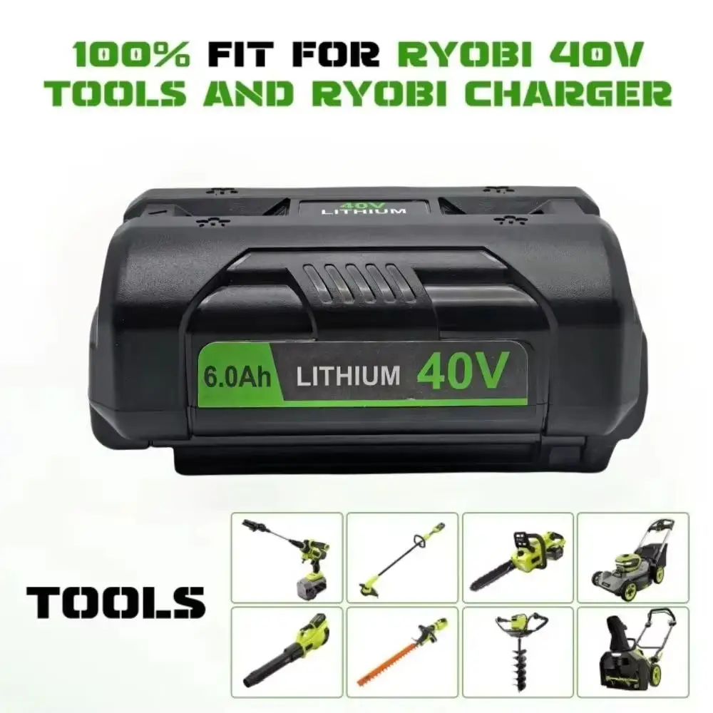 

For Ryobi Compatible 40V Li-ion Battery 6.0Ah 8.0Ah Cordless Power Tools for OP40401 OP4050A OP4050 RY40502 RY40200 RY40400
