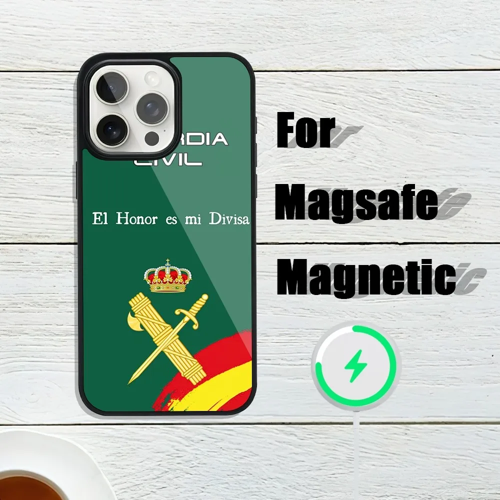 Spanish Civil Guard Emblem Phone Case For iphone 13 Plus 12 14 Mini 11 Max 15 Pro Magsafe Magnetic Wireless Charging Shell