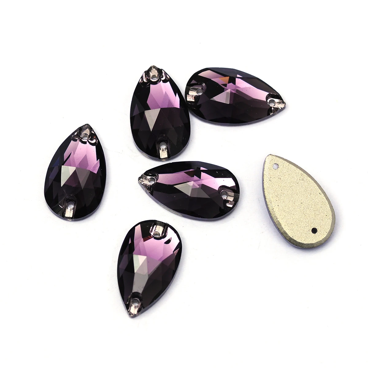 Pubrilex Amethyst Mehrformige Aufnähsteine Flache Rückseite Abgeschrägte Kristall-Strasssteine für Kleidung, Kleider und Handarbeiten – Detail 7