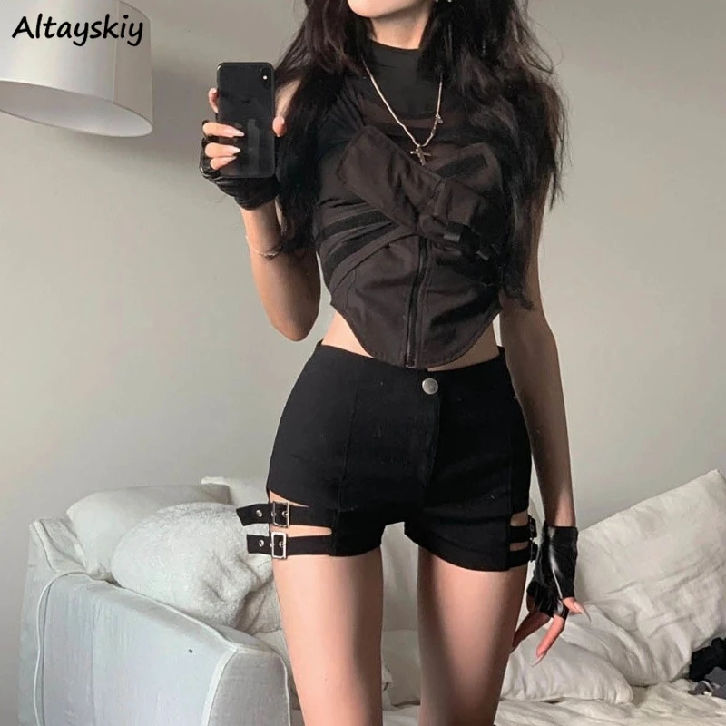 

Skinny Denim Shorts Women Bandage Design All-match Sexy Attractive Streetwear Fashion Summer Popular Girls Button Y2K Trousers