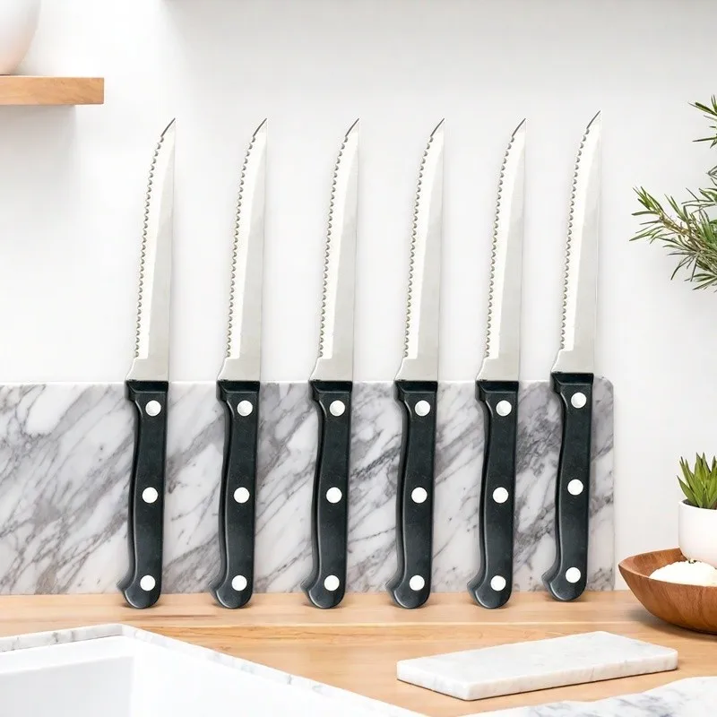 Steak Knives Set 4/6/8/16 Pcs Full Tang Stainless Steel Sharp Serrated Dishwasher Safe Premium Cutlery for Meat Bread Kitchen