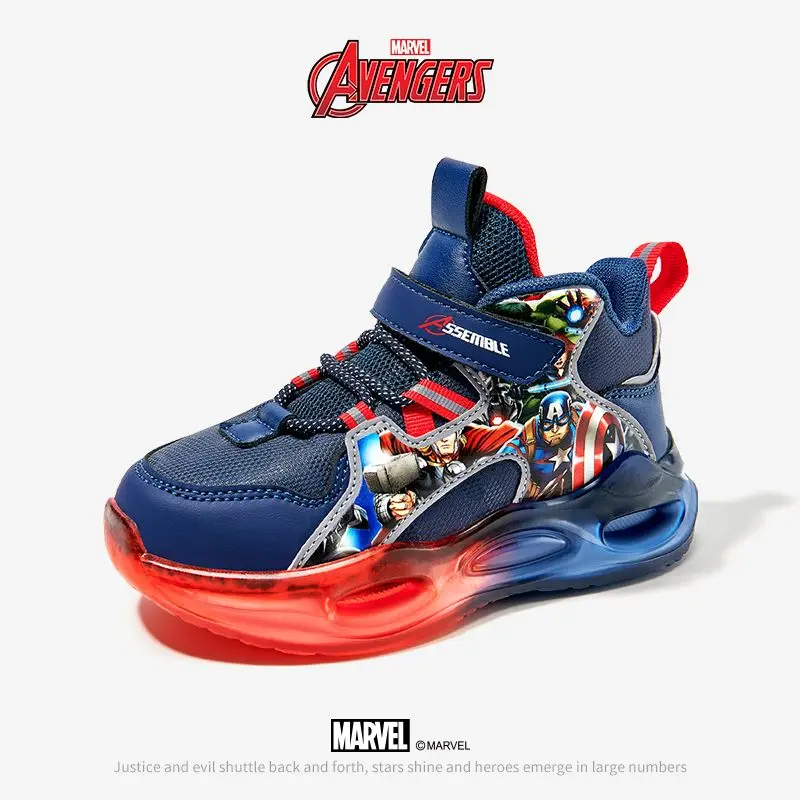 Marvel Captain America Boys' Spring and Autumn Comfortable, Soft, Fashionable and Versatile Anime Casual Sports Basketball Shoes