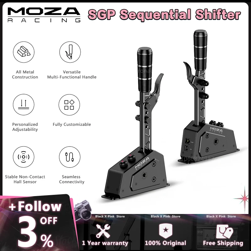 MOZA SGP Sequential Shifter All Metal Construction Versatile Multi-Functional Handle