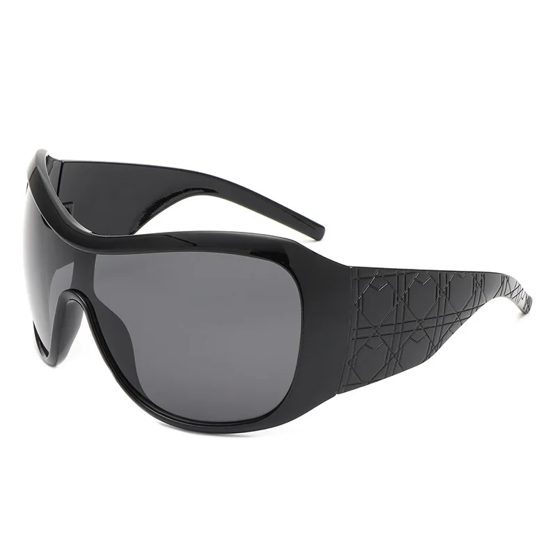 Einteilige Übergroße Y2K-Sonnenbrille für Damen und Herren, Vintage Quadratische Schutzbrille mit Farbverlauf, Hip-Hop-Sonnenbrille, Sexy Fahrbrille für Frauen