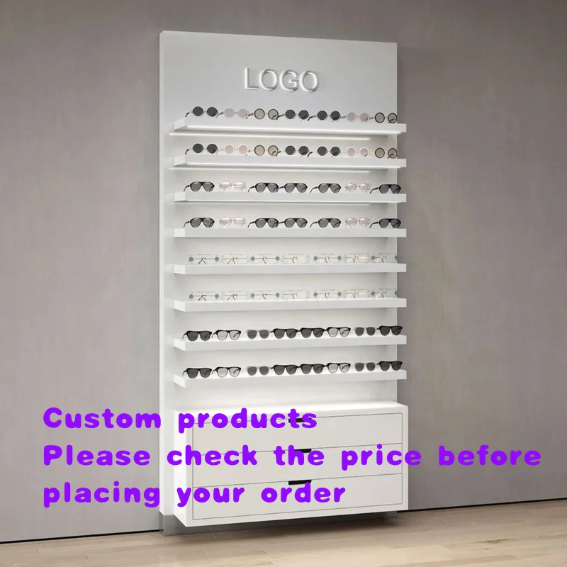 custom.Customize Multi-layer Optical Shop Display Shelf and Stand Wood Glasses Display Cabinet Optical Furniture with Ligh