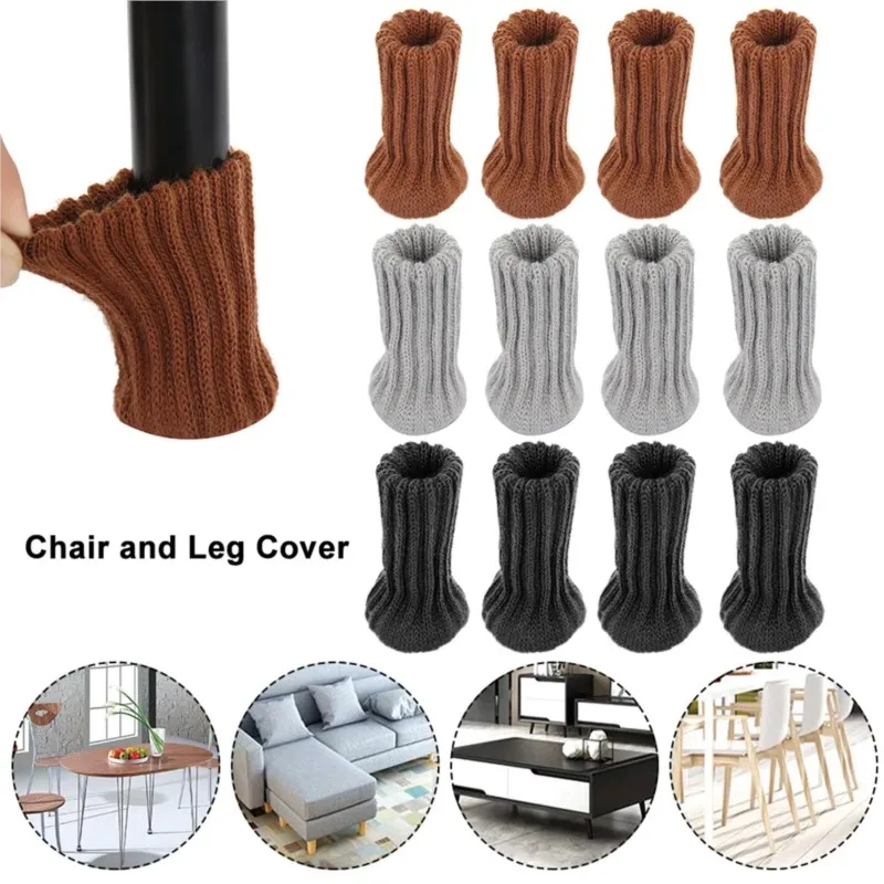 16/24Pcs Furniture Chair Legs Socks Knitted Silent Feet Floor Protectors Anti-slip Pads Silent Thicken Table High Elastic Covers