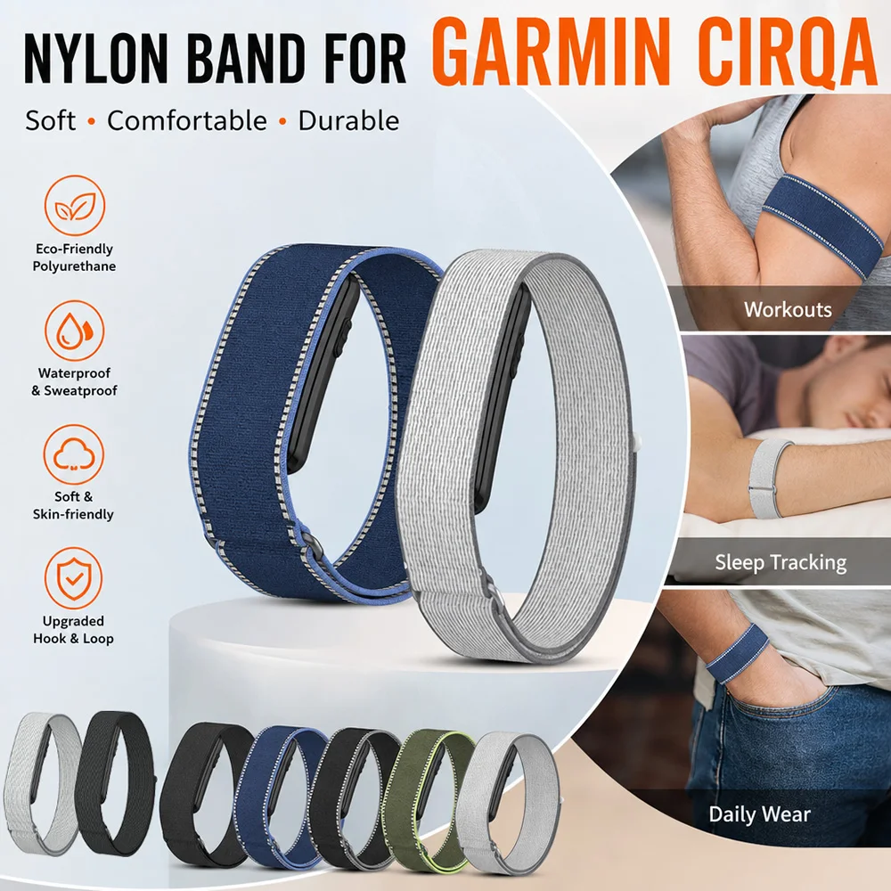 New Nylon-covered Watch Strap for Garmin CIRQA Unisex Adjustable Breathable Comfort Sport Replacement Bracelet for Garmin CIRQA