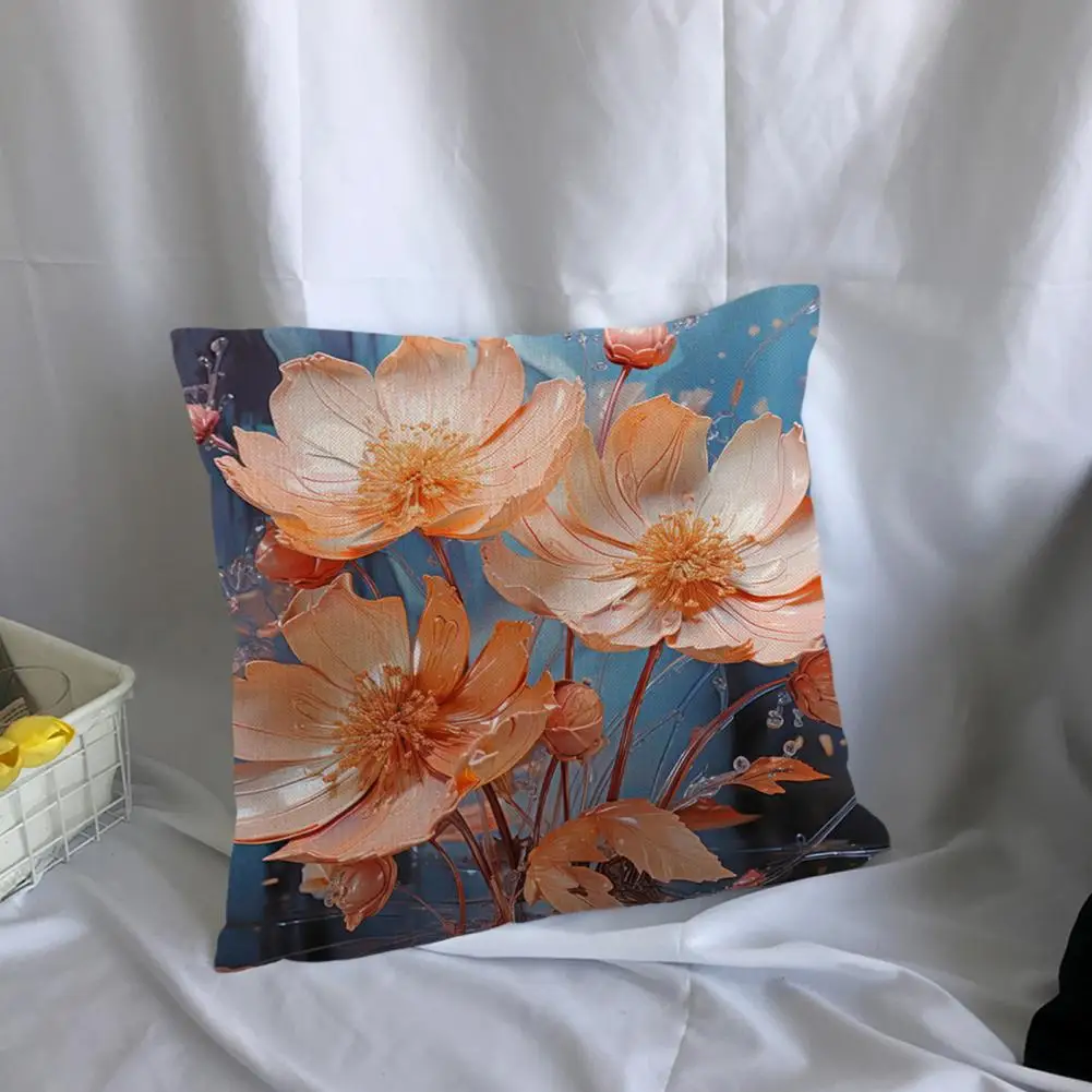 

Decorative Throw Pillowcase Elegant Floral Print Pillowcase Cushion Cover with Zipper Durable Non-fading Decorative for Home