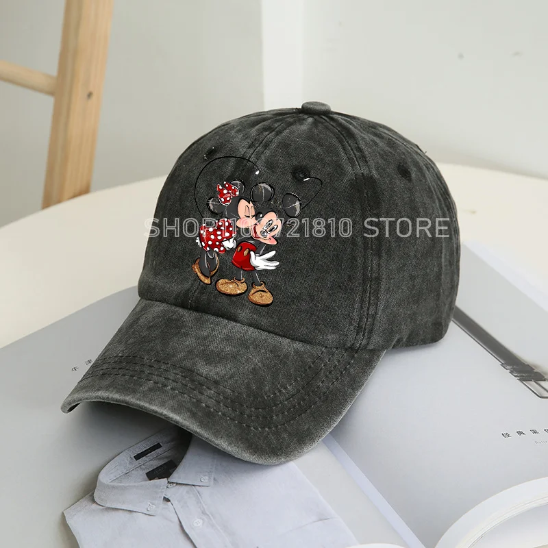 Mickey Minnie Mouse Cap Wash Distressed Soft Hat Cartoon Men & Women Hip Hop Hats Pure Cotton Breathable Couple Riding Hood Gift