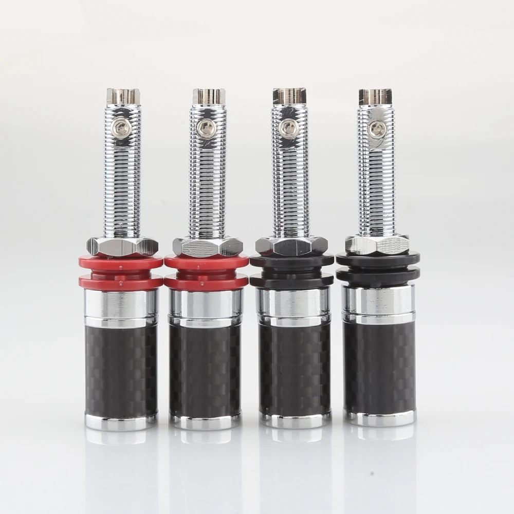 

4pcs Audiocrast CF65R Carbon Fiber Binding Post Rhodium-plated Terminal Banana Plug Jack Internal Line Interface