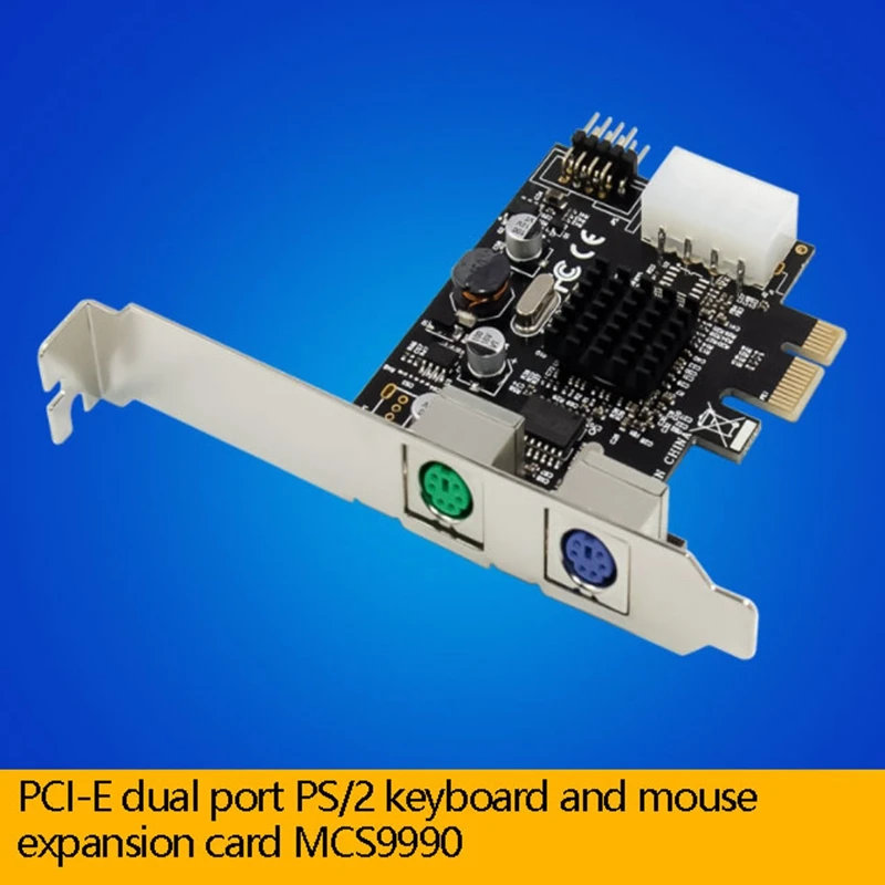 PCI-E Dual Port PS2 Expansion Adapter Card External PS2 Device Expansion Card Driver-Free Plug And Play For PC