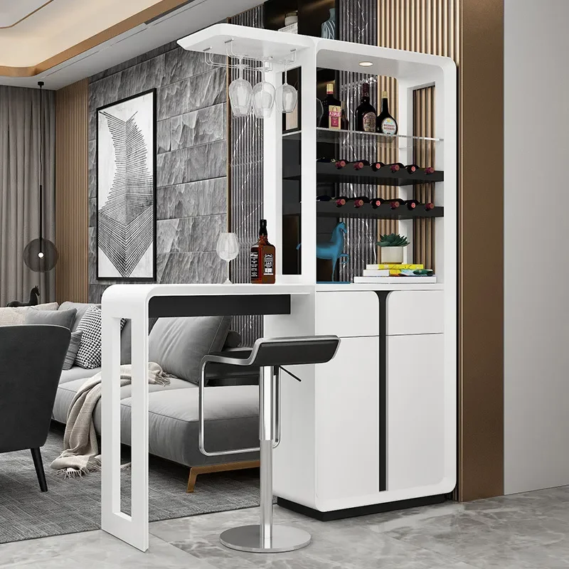 Modern Bar Table with Wine Storage Cabinet Room Divider for Living Dining Area Entryway Console Screen Furniture