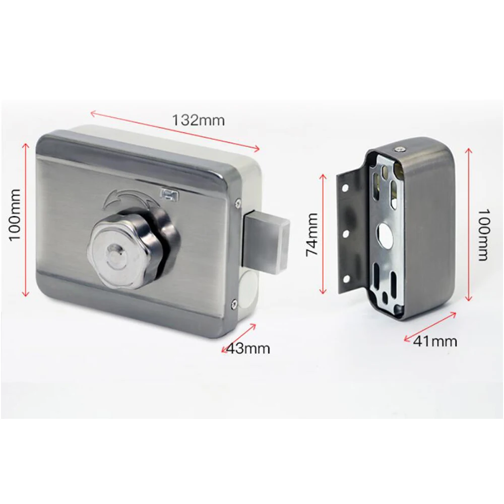 DC12V Metal Electric lock gate lock Access Control system Electronic integrated Door Rim lock suitable for iron door wooden door