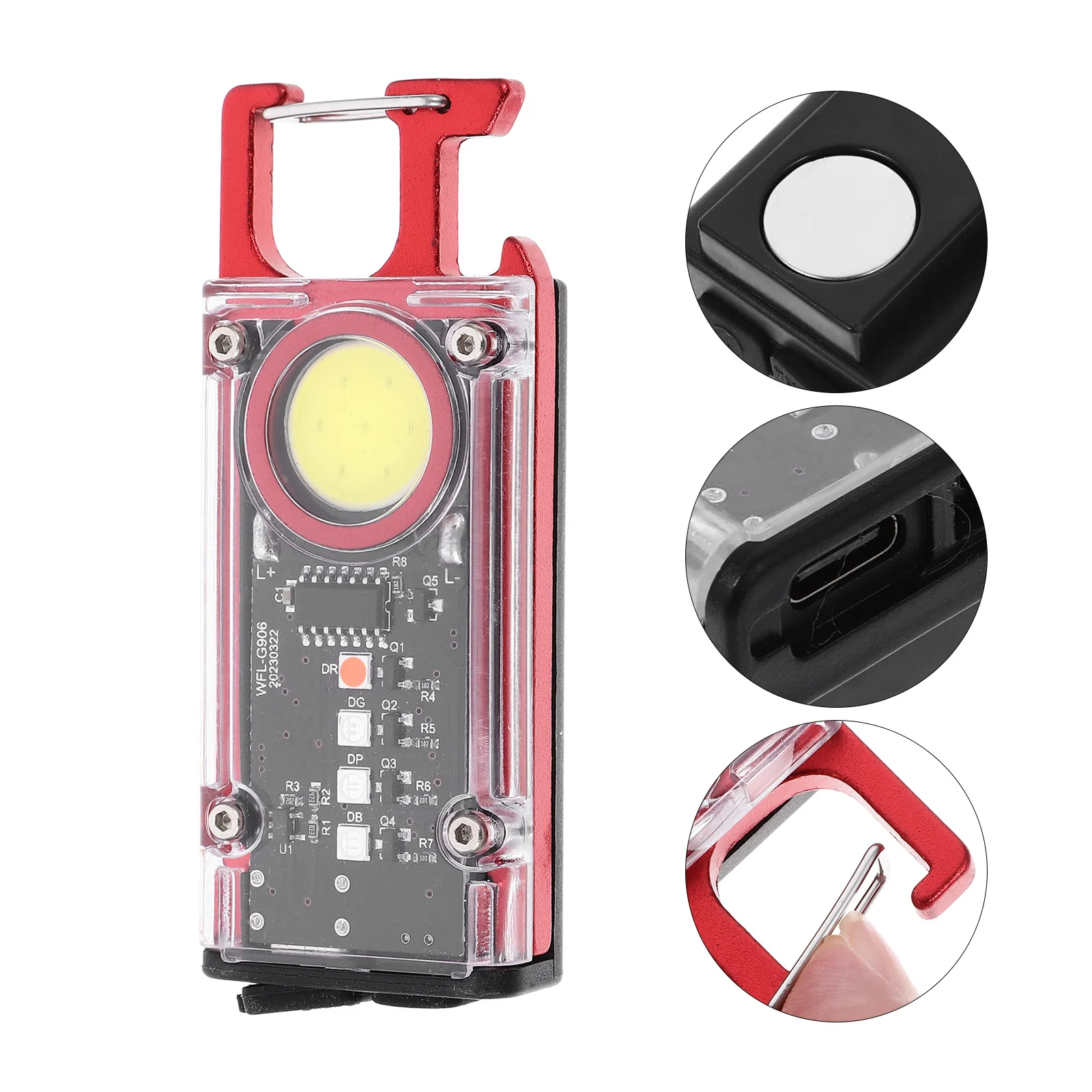 مجموعة واحدة من مصابيح الجيب الصغيرة القابلة لإعادة الشحن، مشبك مغناطيسي صغير الحجم ومحمول متعدد الأغراض للتخييم والمشي لمسافات طويلة